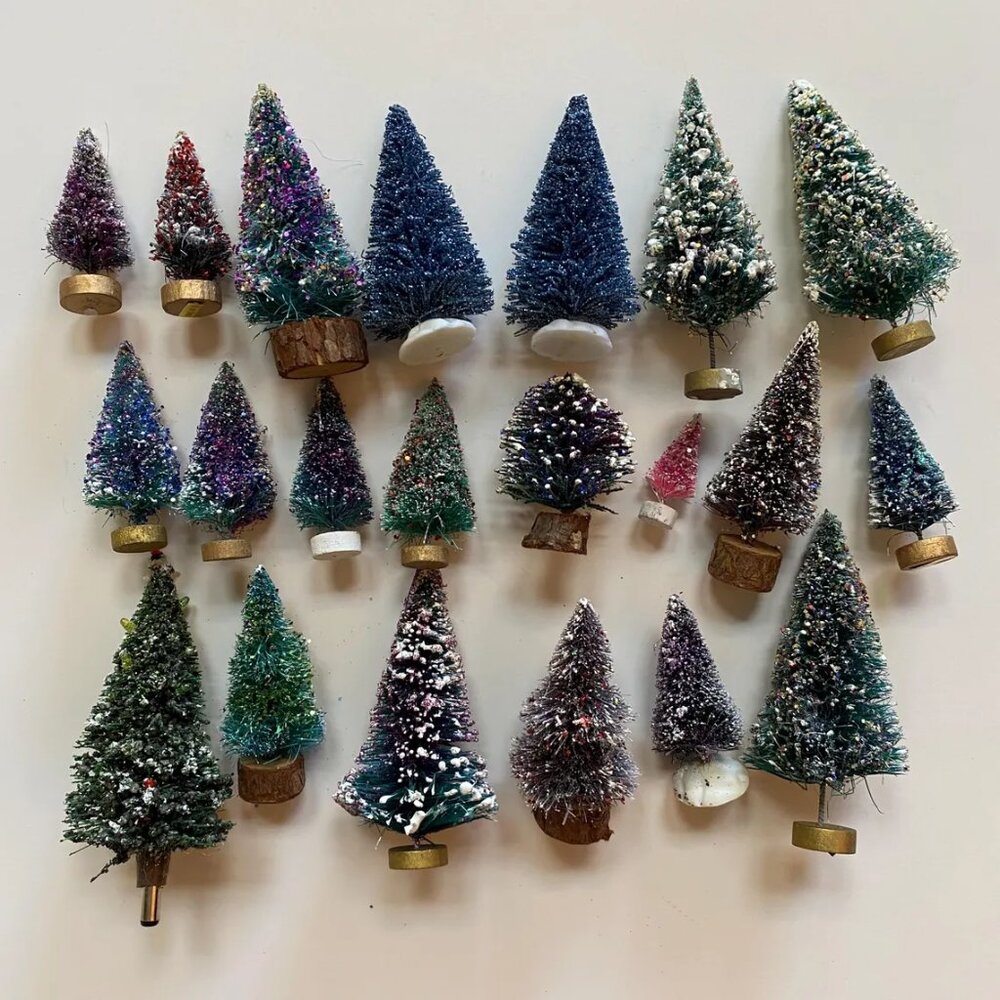 Bottle Brush Trees Lot Christmas Ornaments Decorations for Crafting Decorating